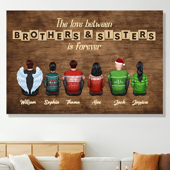 Personalized Brothers & Sisters Forever Poster or Canvas, Keychain, Plaque, Car Hanger, Wallet Card - Perfect Gift for Siblings, Memorial Keepsake