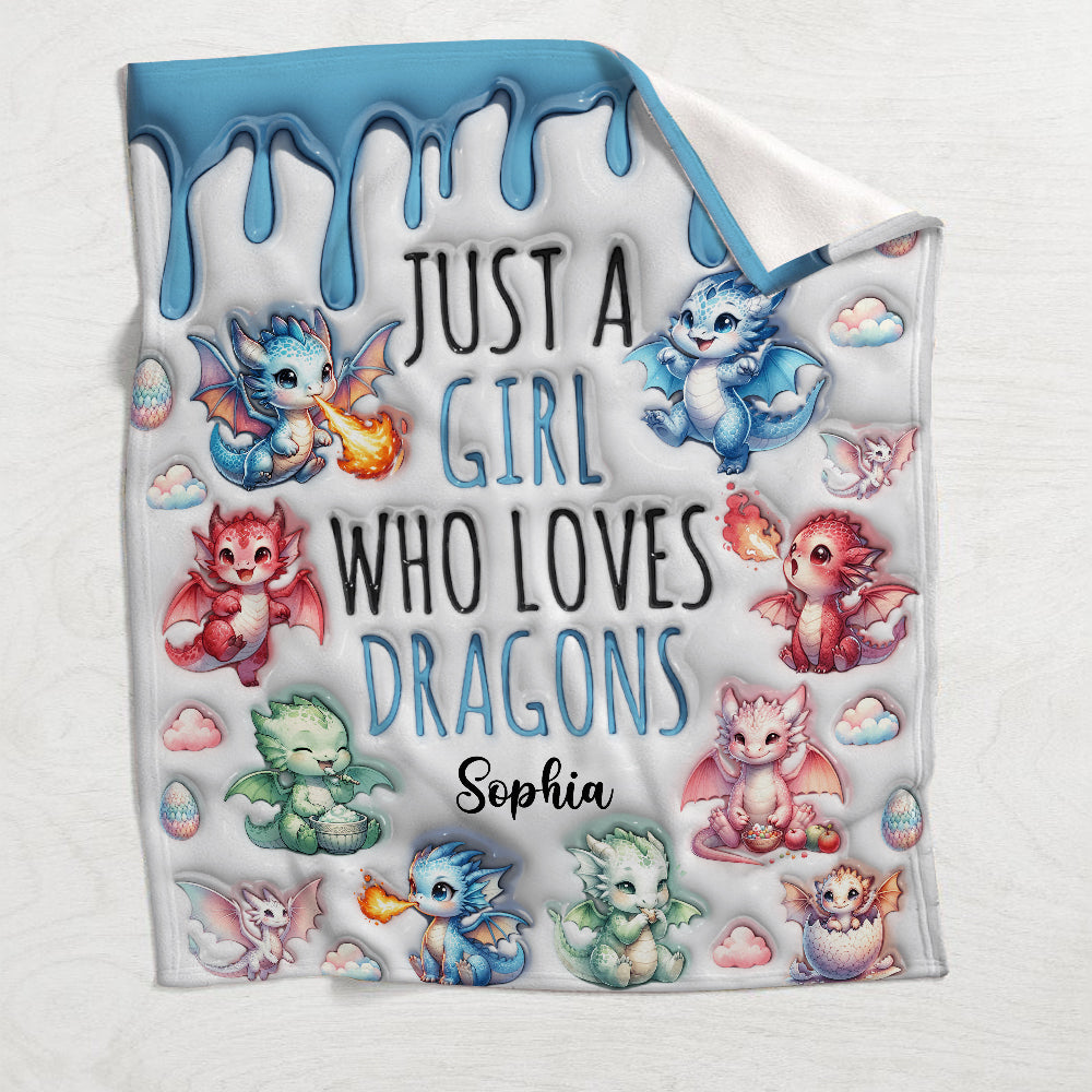 Just A Girl Who Loves Dragons - Personalized Dragon Blanket