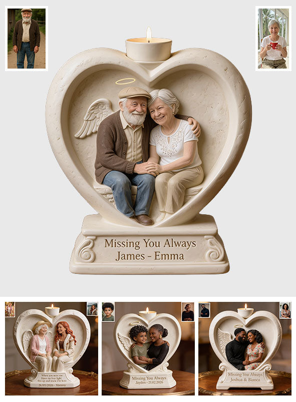 In Loving Memory - Personalized Memorial Custom Shape Wooden Candle Holder
