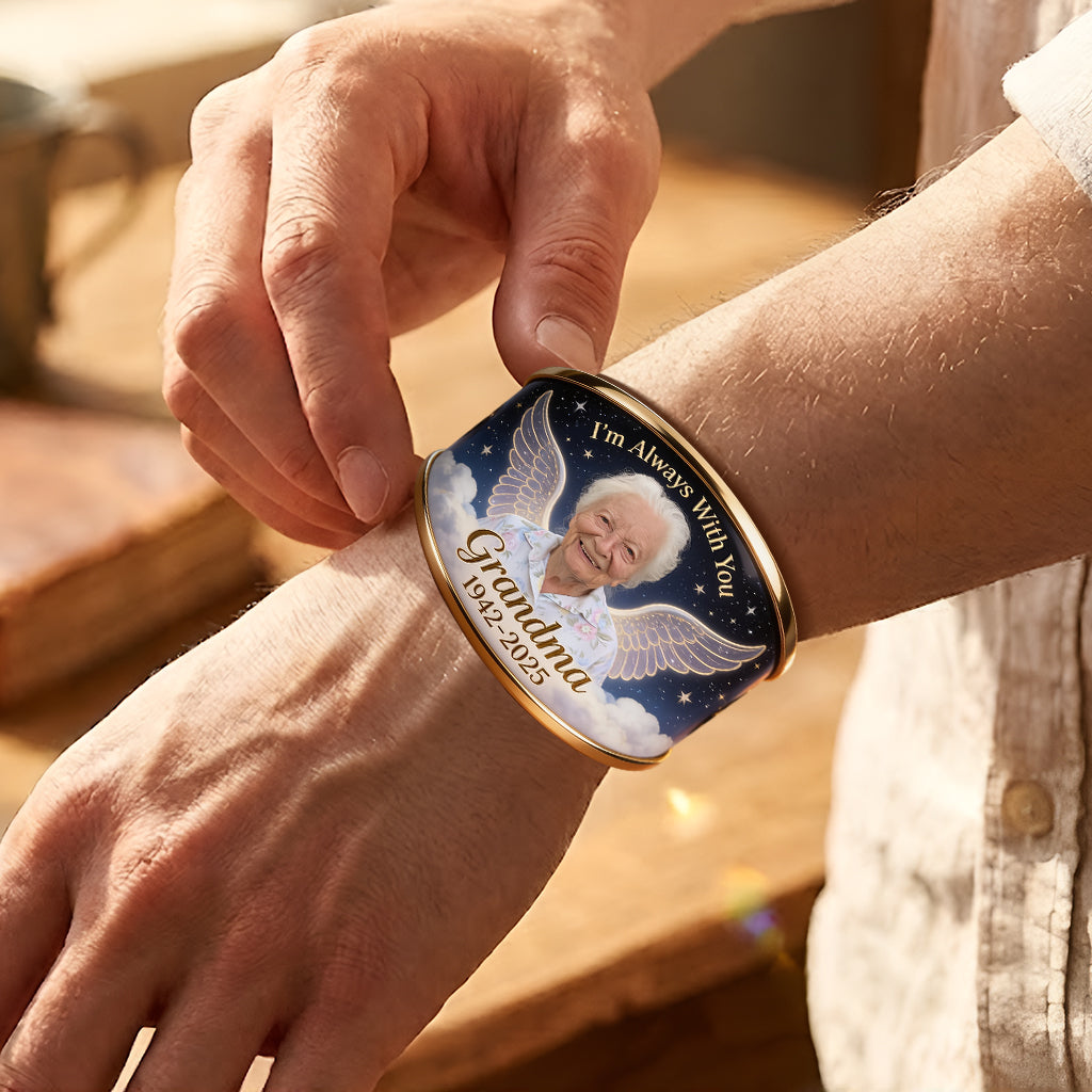 I'm Always With You - Personalized Memorial Shaped Cuff Bracelet