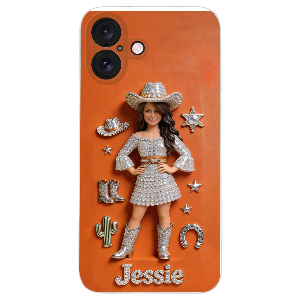 Cowgirl Spirit - Personalized Cowgirl 3D Embossed Leather Phone Case