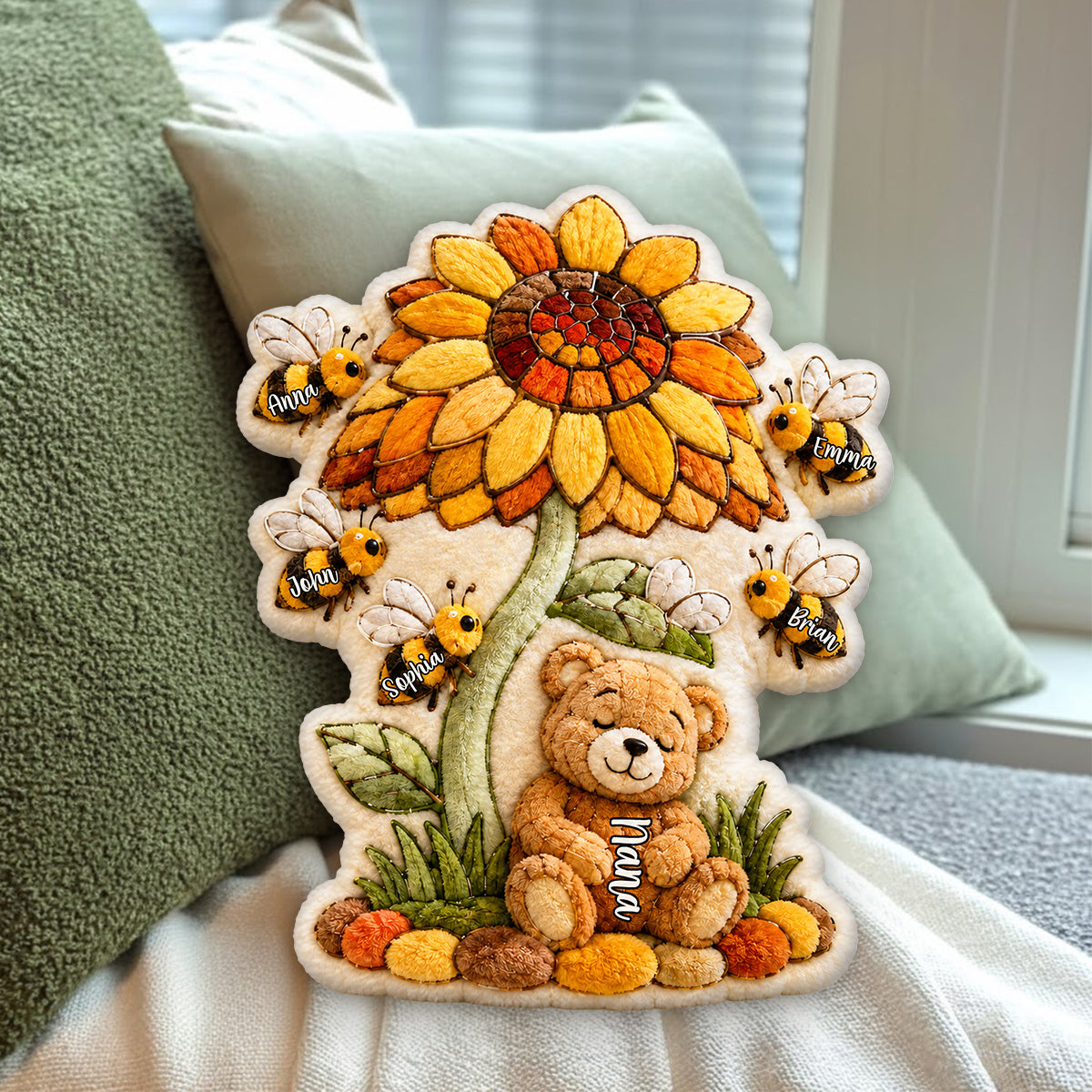 Grandma’s Blooming Love - Gift for Mother, Nana - Personalized Grandma Premium Faux Fur Pillow