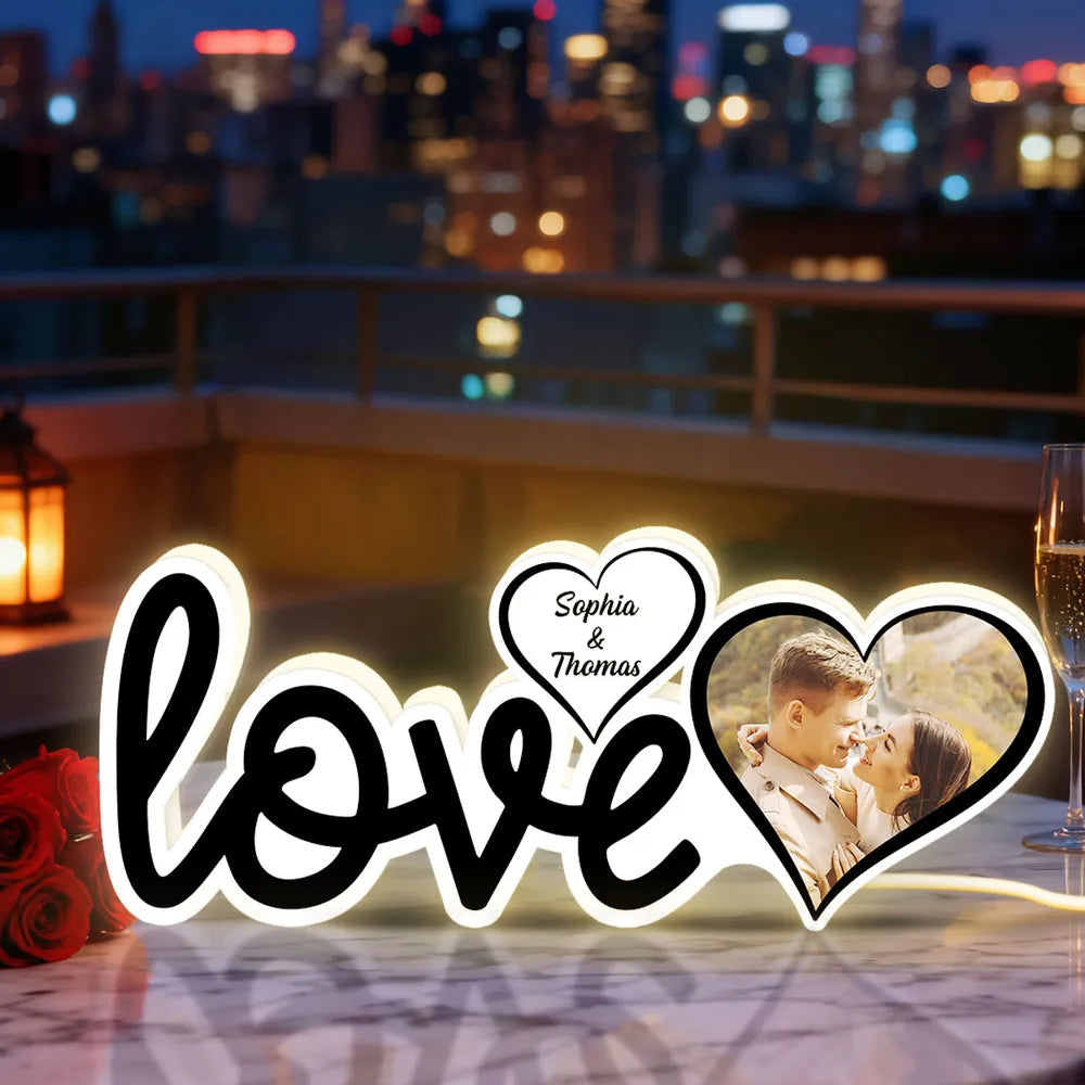 Personalized Love Acrylic Light Box With Custom Photo, Cozy Bedroom Glow, Unique Romantic Gift for Couple