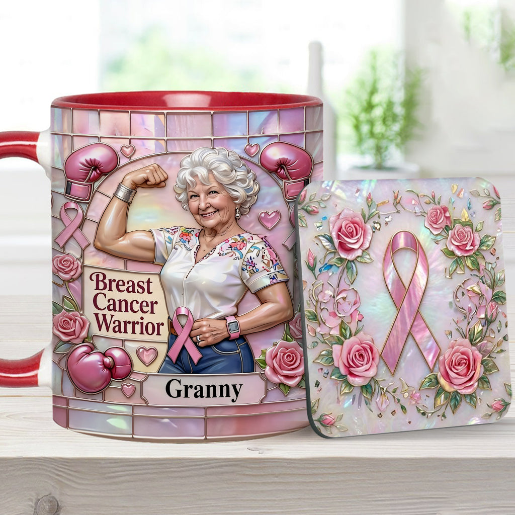 I'm A Warrior - Personalized Breast Cancer Awareness Accent Mug & Coaster