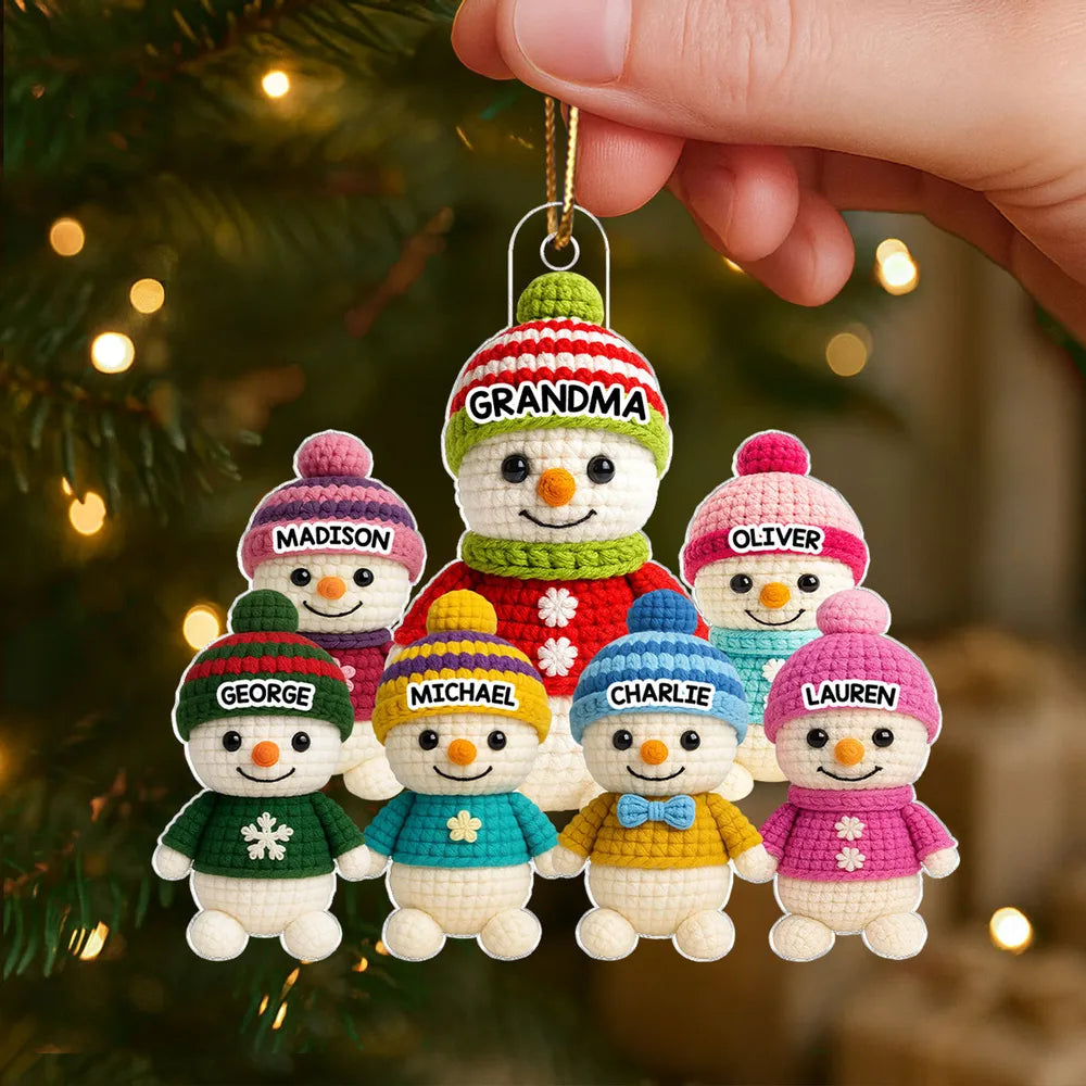 Acrylic Ornament with Snowman Family Design | Clear Printing & Premium Texture, Perfect Gift for Family & Christmas Tree Decoration