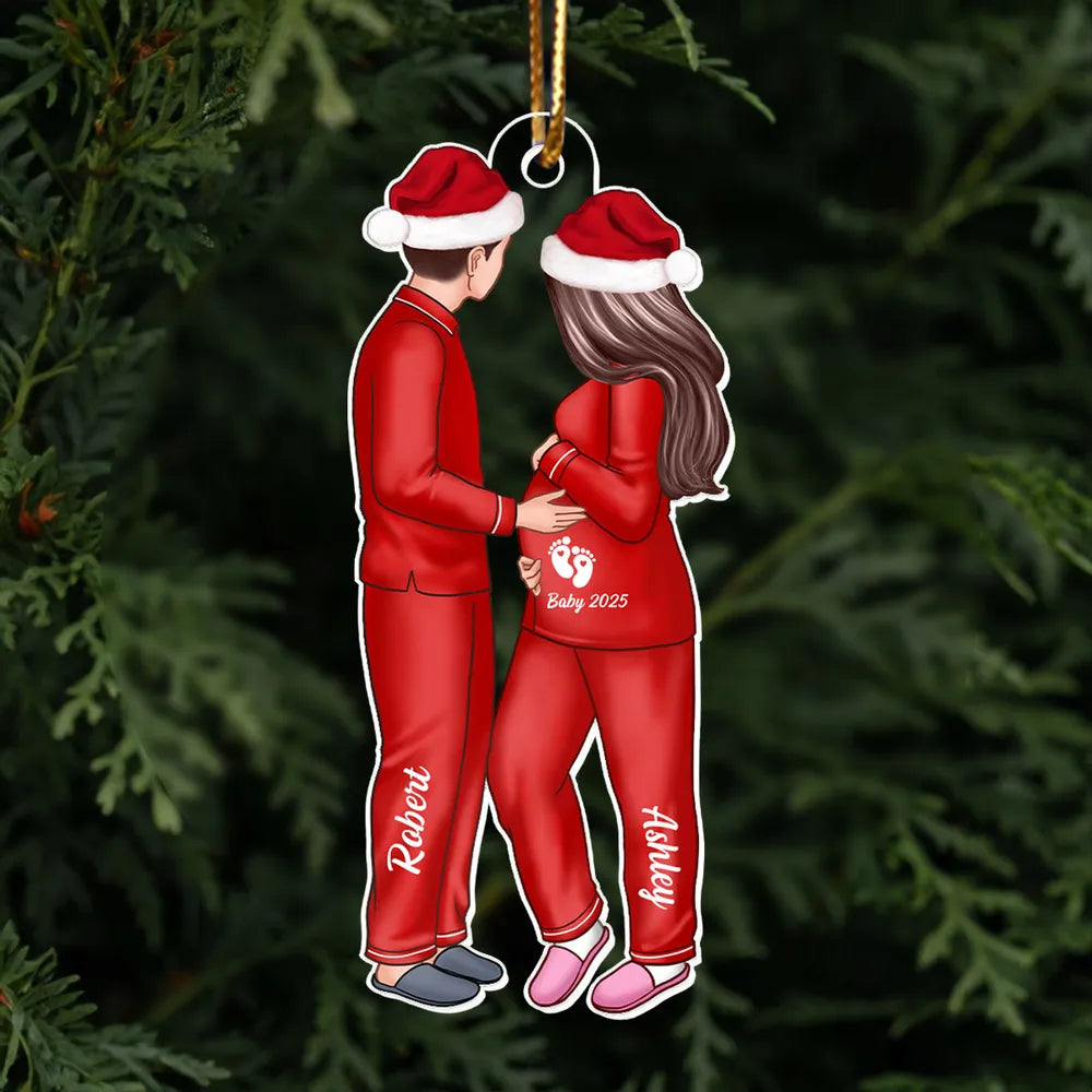 Personalized Couple Ornament - Custom Acrylic Christmas Ornament for Expecting Parents, Baby Announcement