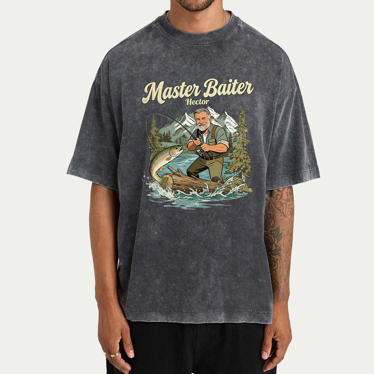 Custom Fishing Shirt For Dad/ Husband/ Son... - Personalized Fishing Washed T-Shirt