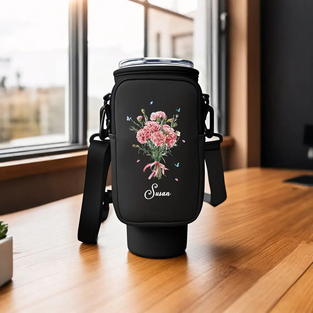 Custom Water Bottle Carrier Bag with Name - Unique Gift for Women