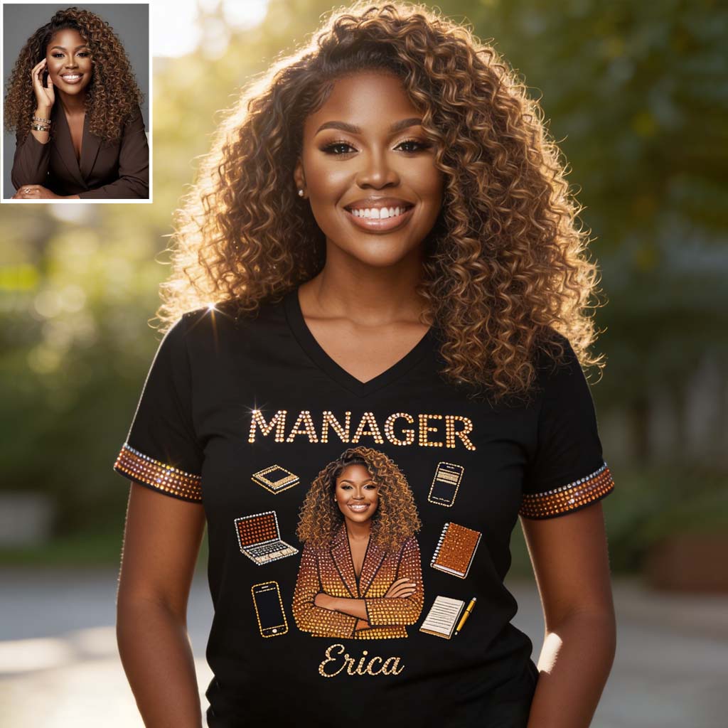 Custom Any Photo, Any Title - Personalized Colleague Fully Printed V-Neck T-Shirt