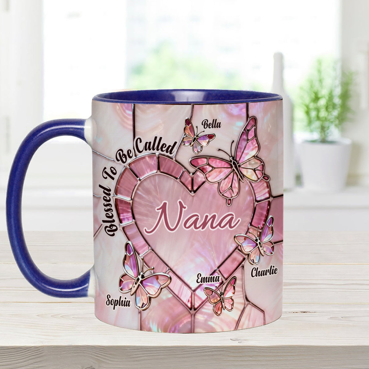 Blessed To Be Called Nana Mama Gigi Grandma - Personalized Grandma Set Accent Mug with Acrylic Stirrers