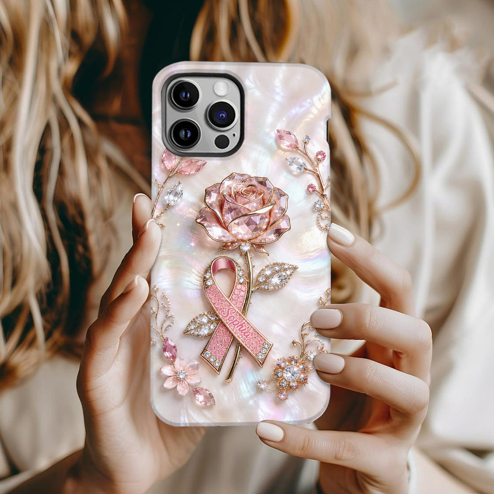 Faith Hope Love - Personalized Breast Cancer Awareness Full Print Phone Case & Phone Grip