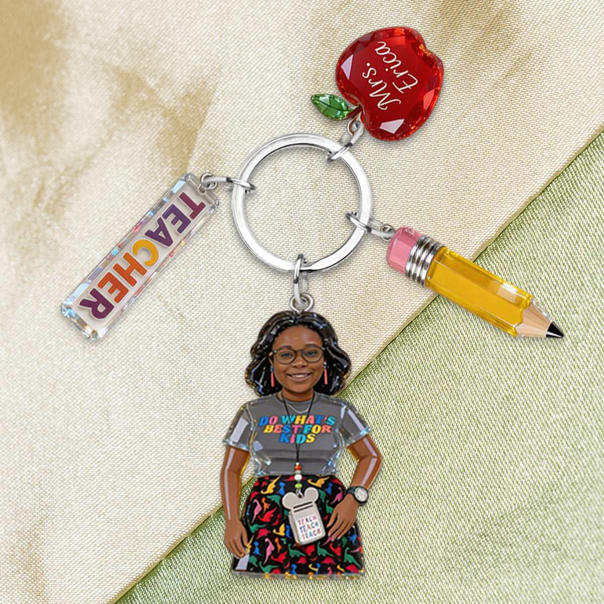 Custom Any Photo Gift For Teacher/Educator - Personalized Teacher Premium Keychain With Charms
