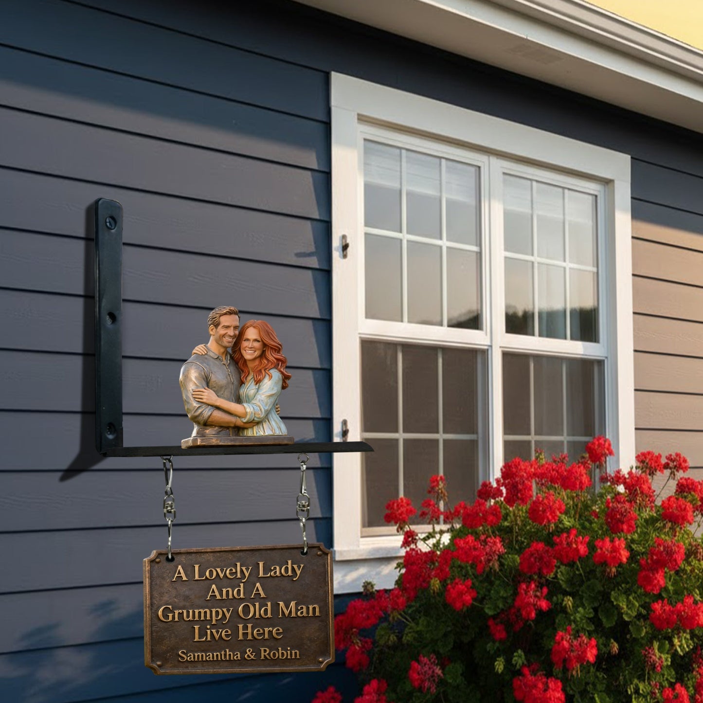 A Lovely Lady & A Grumpy Old Man Live Here - Personalized Couple Wooden Wall Mount Sign