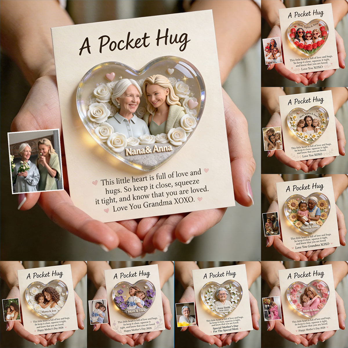 Demo Mother Keepsake Gift, Custom From Any Photo, Brithmonth Flower - Personalized Mother Pocket Hug Card (Copy)