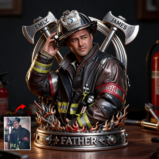 Custom Any Photo Firefighter Crew Gift For Dad - Personalized Firefighter Custom Shaped Acrylic Plaque