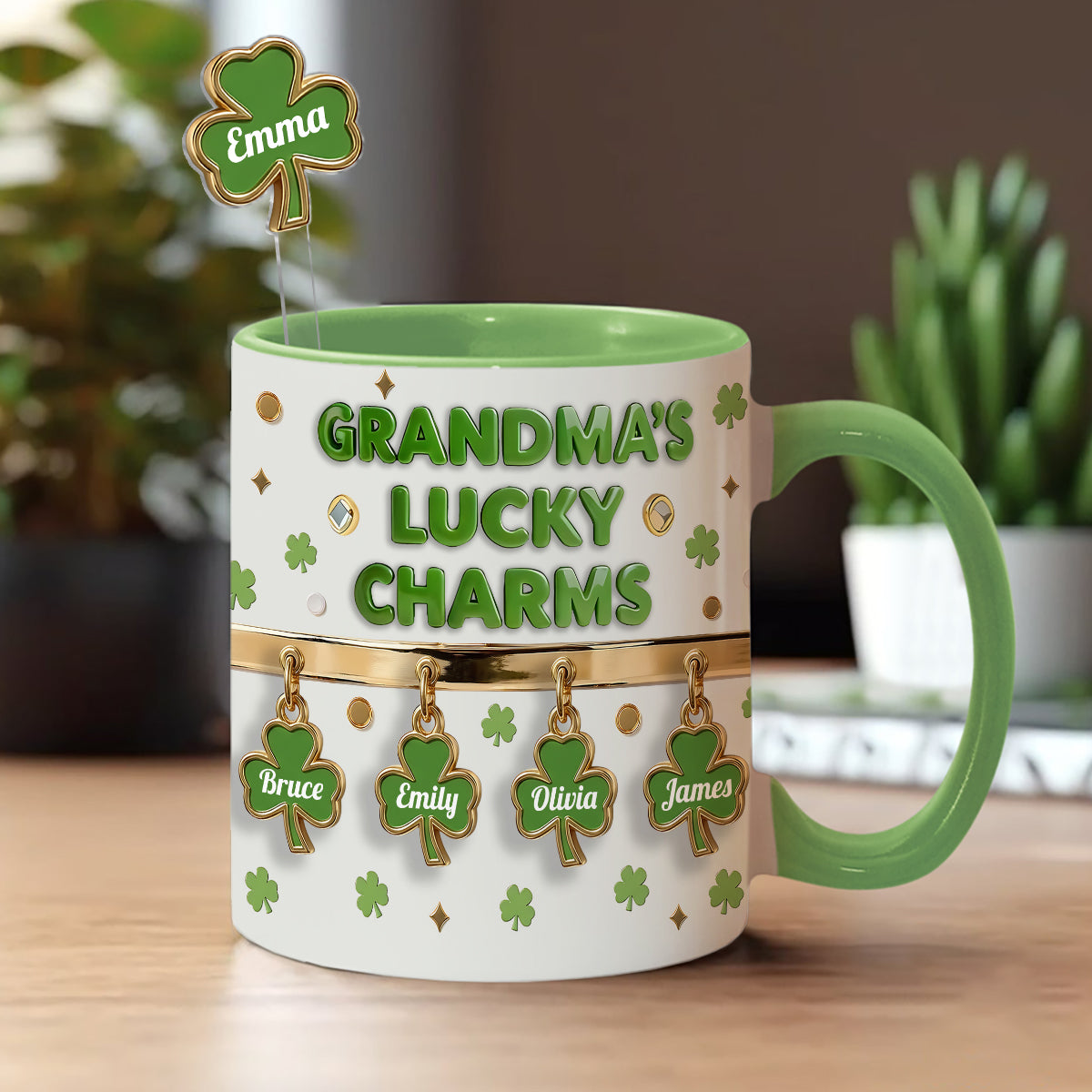 Grandma's Lucky Charms - Personalized Grandma Set Accent Mug With Acrylic Stirrers