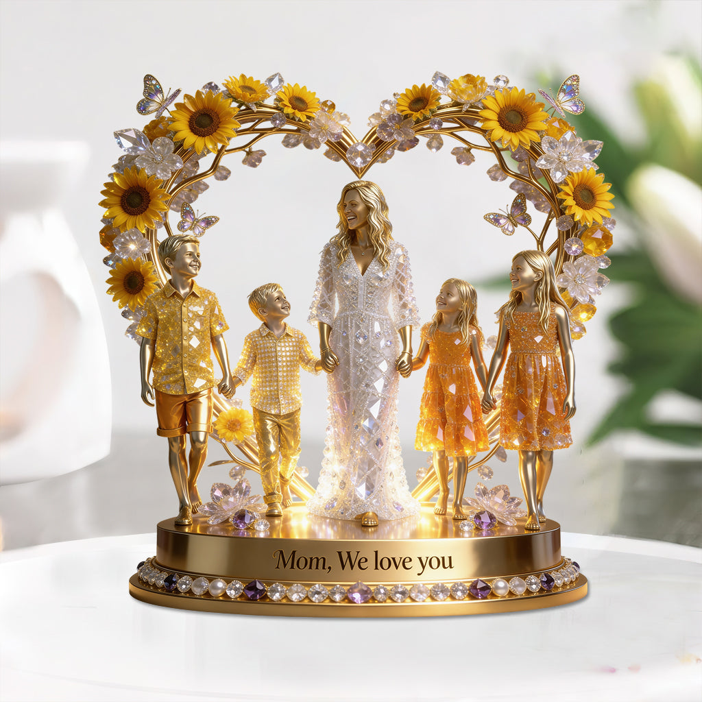 Flower Heart - Personalized Mother Custom Shaped Acrylic Plaque