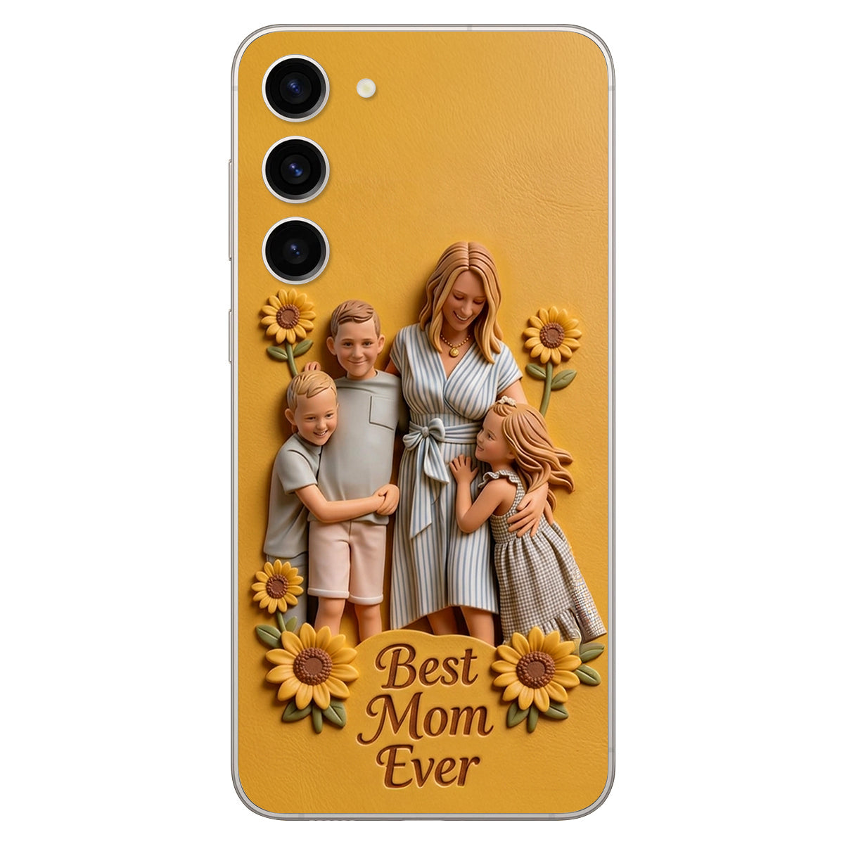 Best Mom Ever - Personalized Mother 3D Embossed Leather Phone Case
