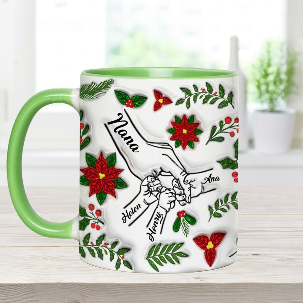 Hold My Hand, Hold My Heart - Personalized Grandma Accent Mug