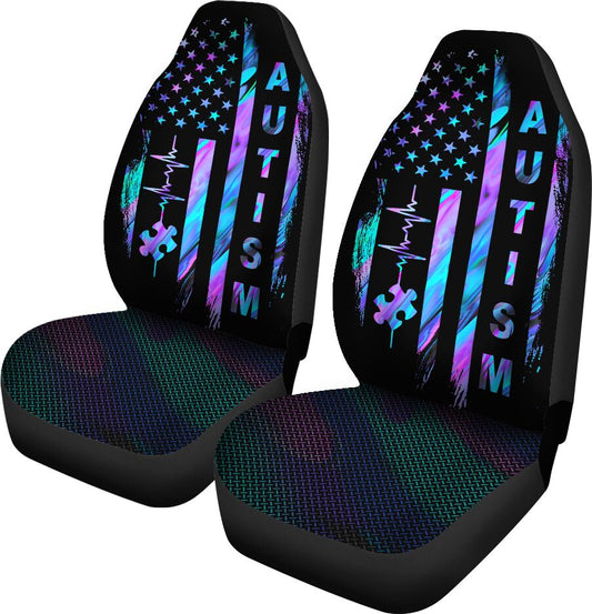 American Flag Autism Awareness Seat Covers 0622