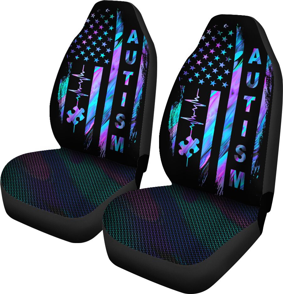 American Flag Autism Awareness Seat Covers 0622