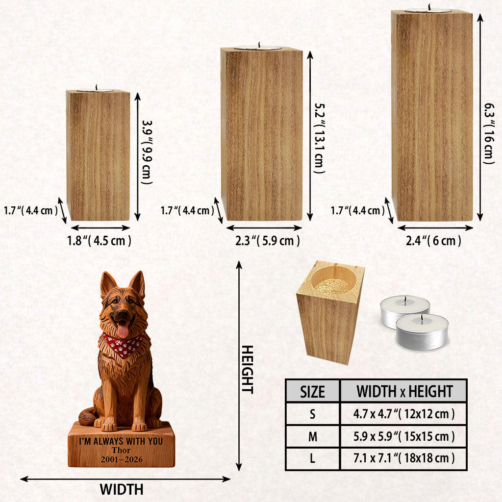 In Loving Memory - Personalized Dog Custom Shape Wooden Candle Holder