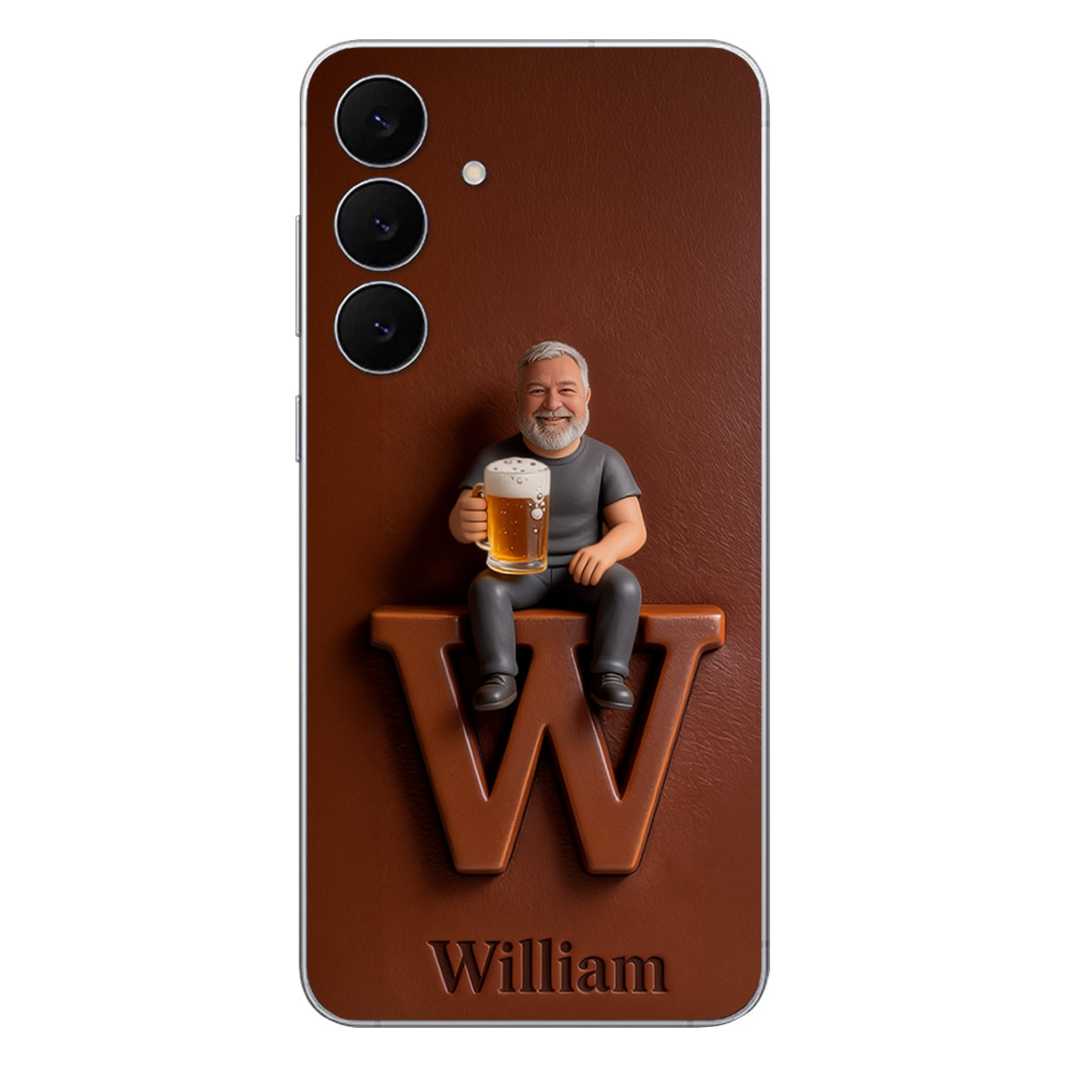 Custom Any Photo - Personalized Beer 3D Embossed Leather Phone Case