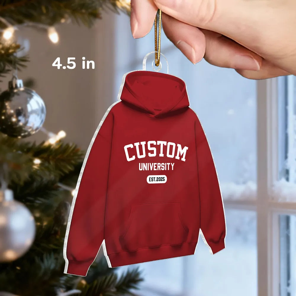 Personalized School Spirit Acrylic Ornament Custom University Sweater Look Holiday Decor Unique Gift