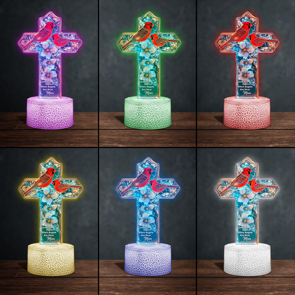 Cardinals Appear When Angels Are Near 
- Personalized Memorial Shaped Plaque Light Base