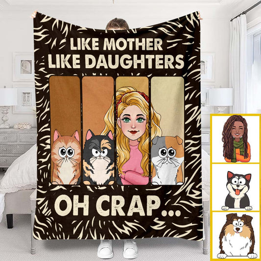 Like Mother Father Like Daughter Son Cats Dogs Pet Lover - Personalized Cat Blanket