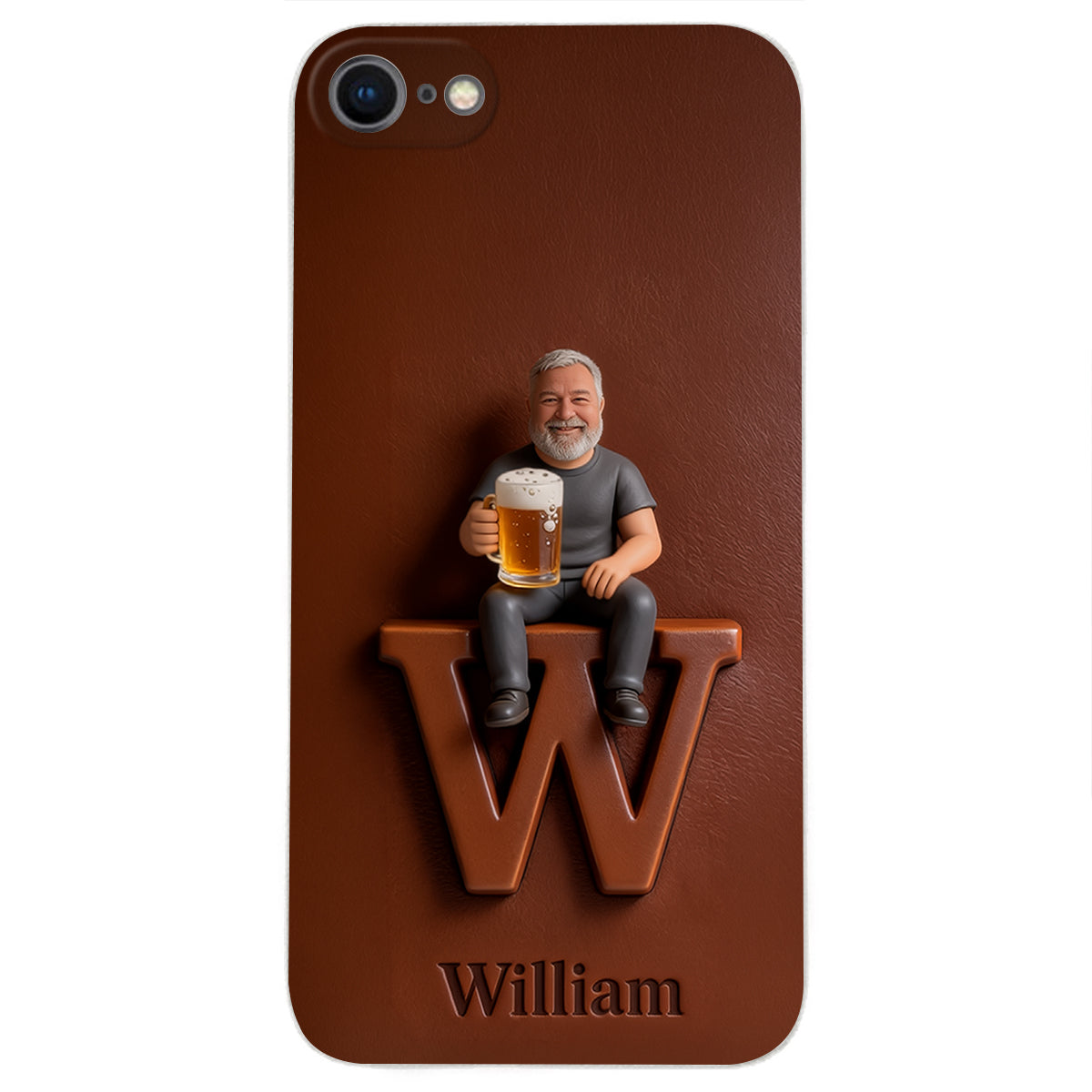 Custom Any Photo - Personalized Beer 3D Embossed Leather Phone Case