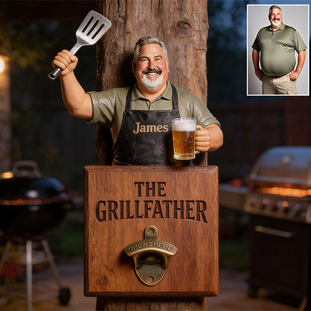 Grill & Brew - Personalized Father Wall Bottle Opener