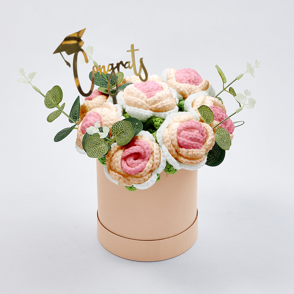 Congratulations Graduate - Personalized Graduation Crochet Flowers Graduation Gift Box