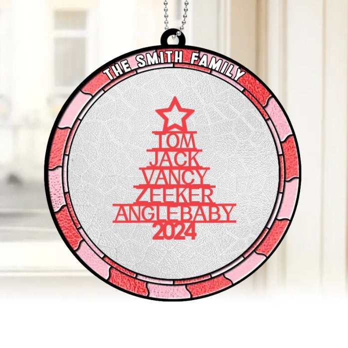 Personalized Stained Glass Ornament or Keychain - Custom Family Name Decoration - 2024 Christmas Gift