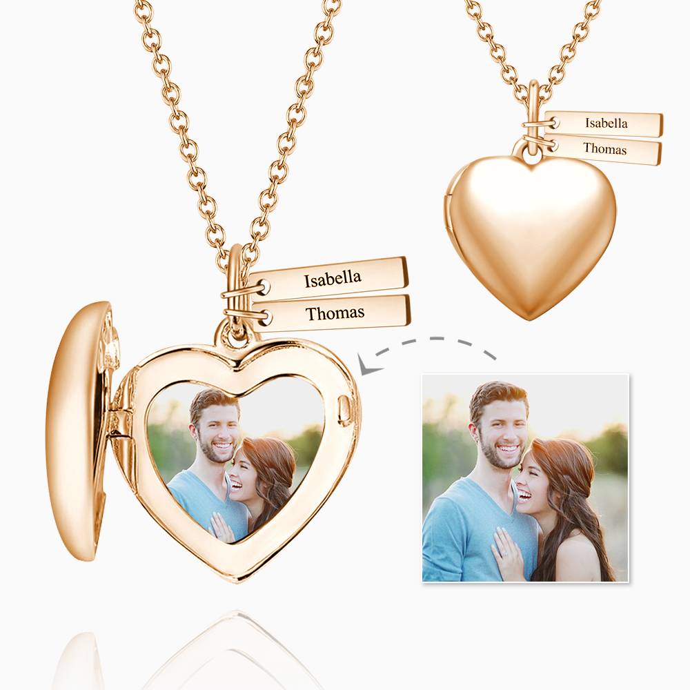 Any Photto - Personalized Couple Heart Photo Locket Necklace