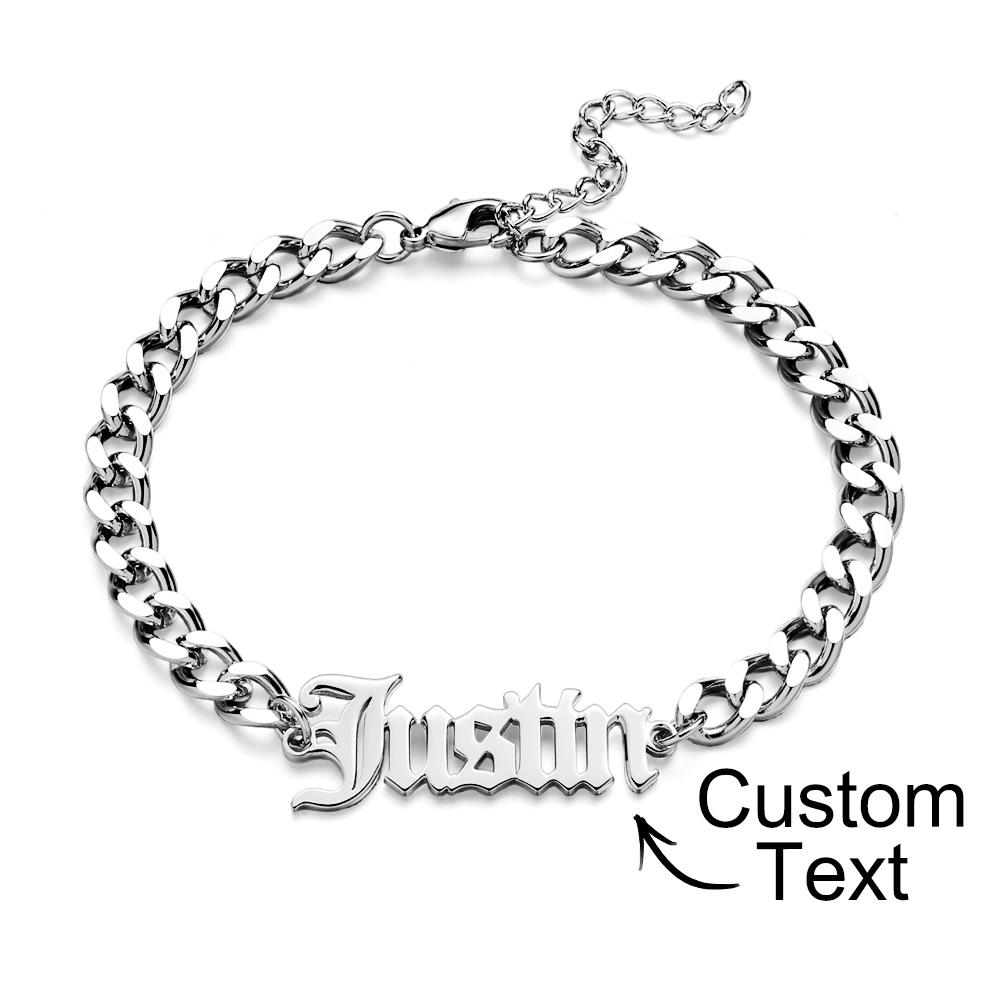 Any Name Or Message - Personalized Men's Stainless Steel Curb Chain