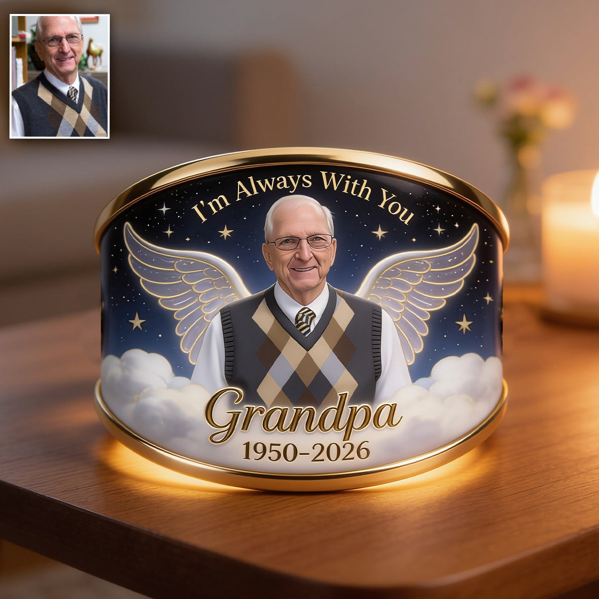 I'm Always With You - Personalized Memorial Shaped Cuff Bracelet