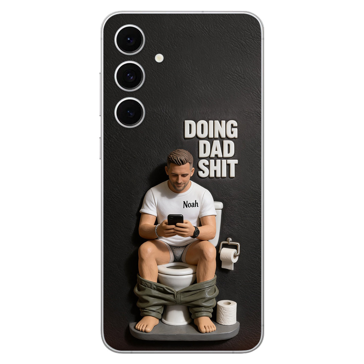 Doing Dad Shit - Personalized Father 3D Embossed Leather Phone Case