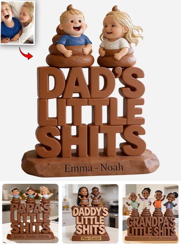 Funny Father's Day Gift Dad's Little Shits - Personalized Father Custom Shaped Acrylic Plaque