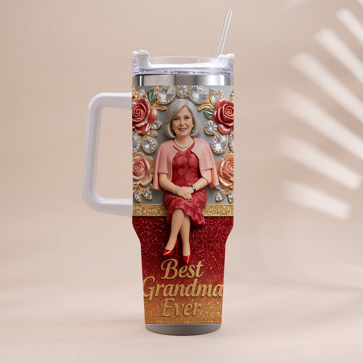 Best Grandma Ever, Perfect For Mom, Nana - Personalized Grandma Tumbler With Handle
