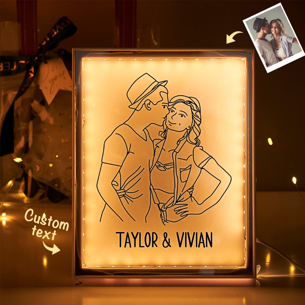 Any Name Line Art - Personalized Couple Line Art Lamp