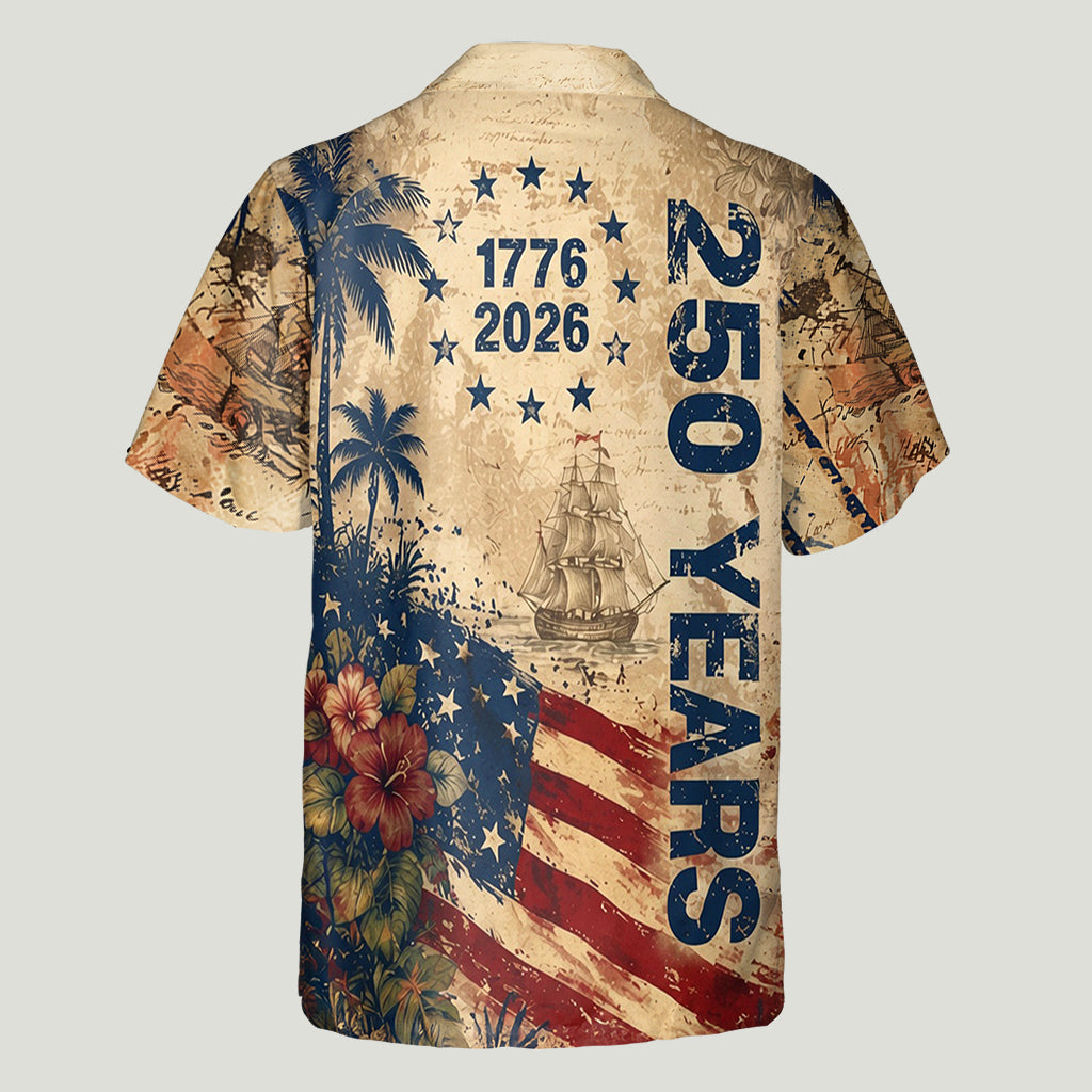 250 Years Vintage US Independence Day Aloha Shirt & Pants Set - Personalized Independence Day/ 4th of July Hawaiian Shirt & Men Shorts