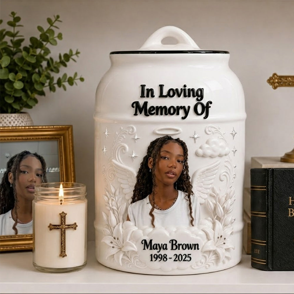 Custom Made Ceramic Urn From Any Photo - Personalized Memorial Urn