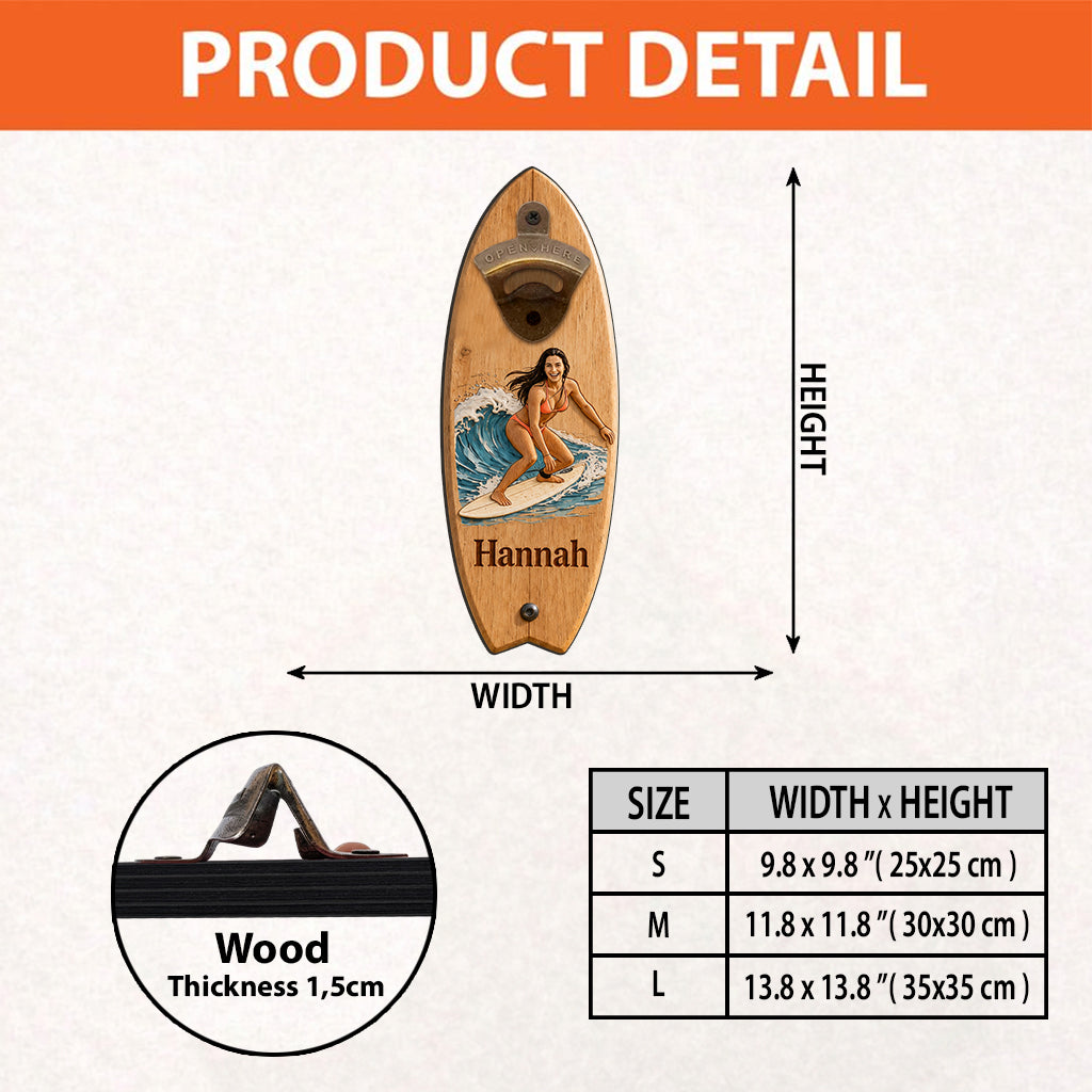 Beach Lover - Personalized Surfing Wall Bottle Opener