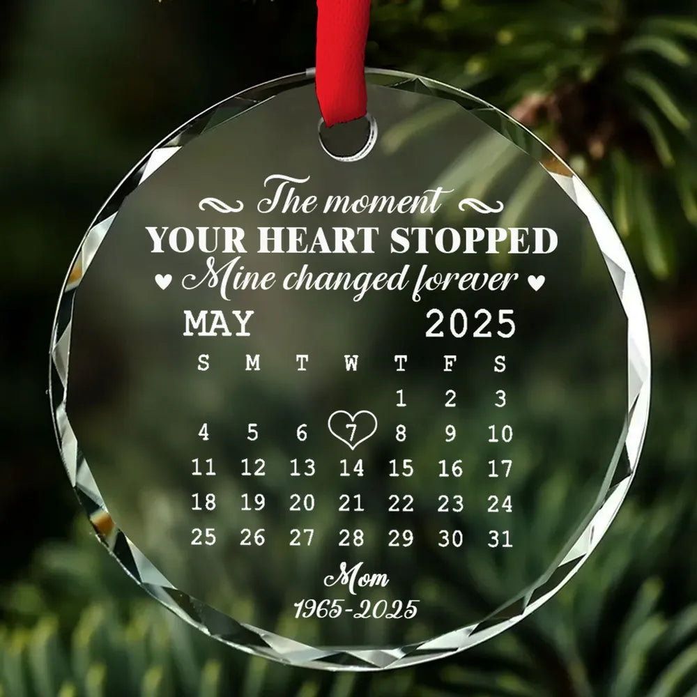 🌟 Eternal Keepsake: Personalized Crystal Calendar Ornament | Engrave Your "Moment The World Stopped" or Beloved's Name & Date
