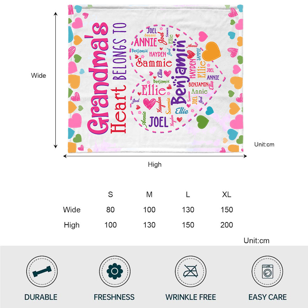 Grandma's Heart - Personalized Grandma Blanket