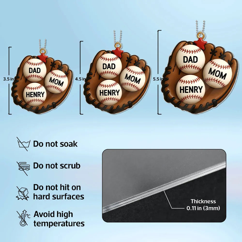 Family Baseball Theme Ornament, Heartwarming Holiday Decoration