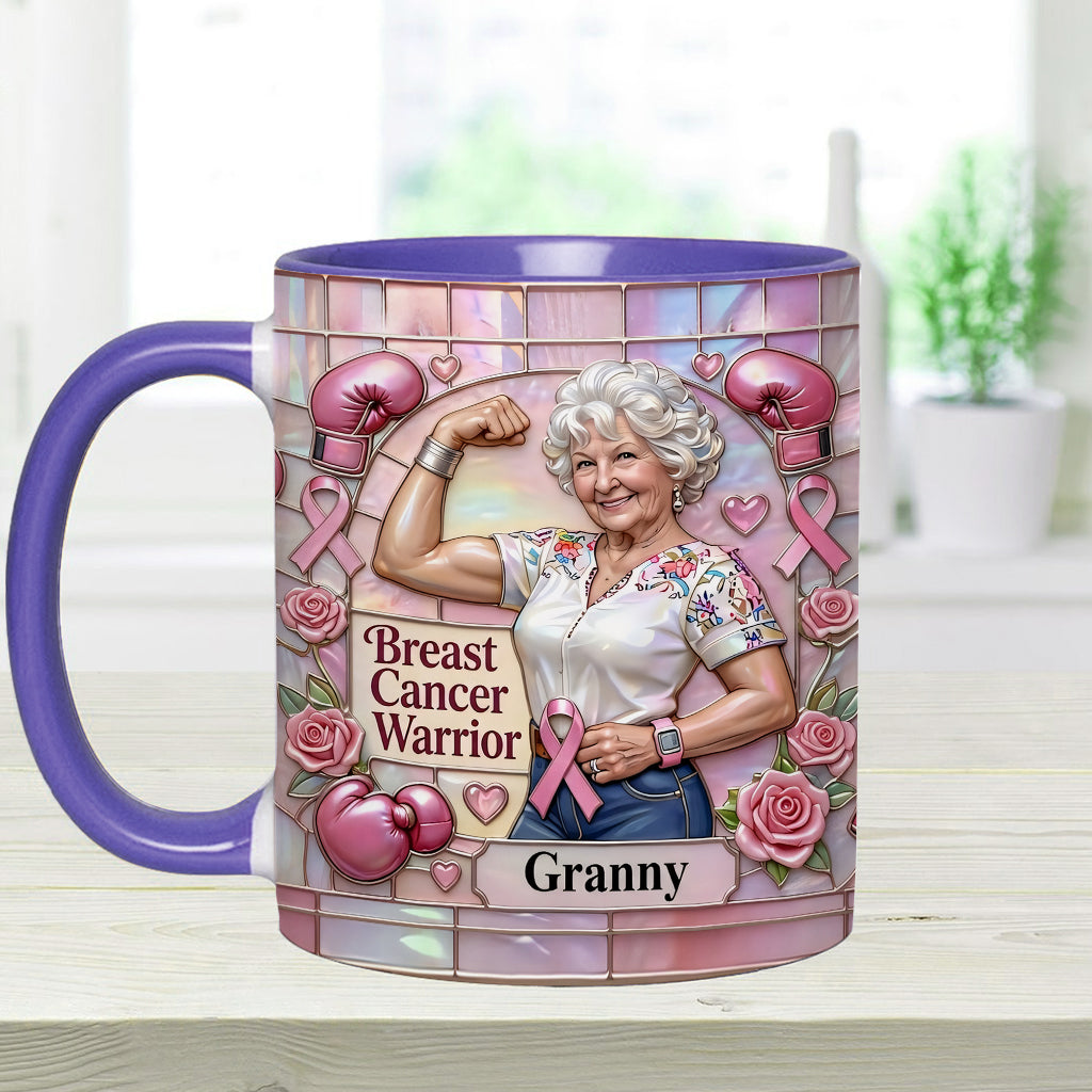 I'm A Warrior - Personalized Breast Cancer Awareness Accent Mug & Coaster