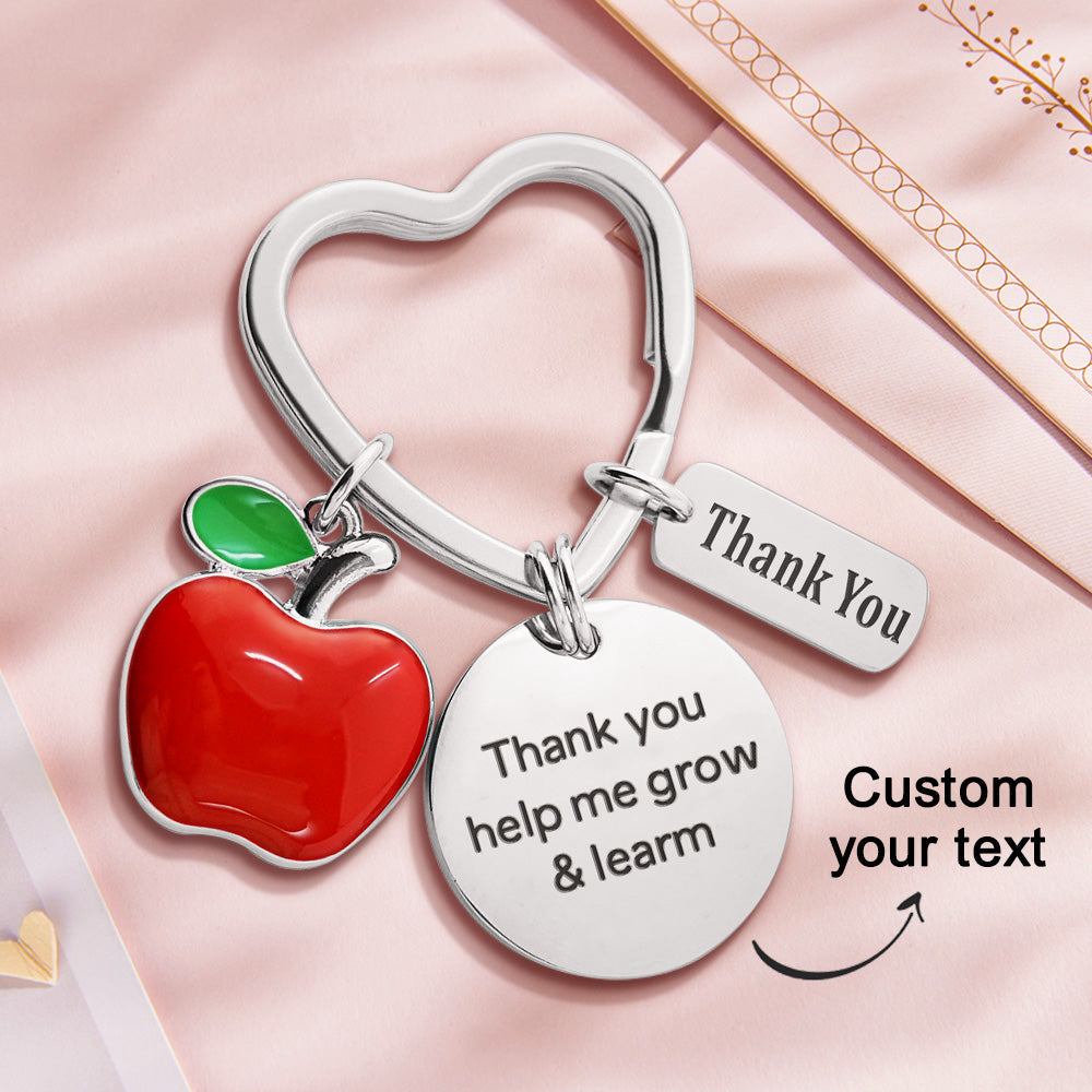 Apple Teacher Appreciation Gift Thank You for Helping Me Grow - Personalized Keychain