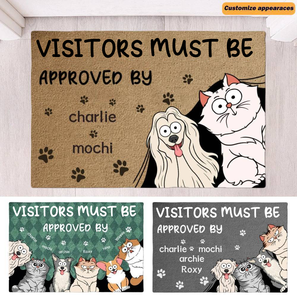Welcome Humans! Our Doormat Is Pet Approved - Dog Personalized Custom Home Decor Decorative Mat - House Warming Gift, Gift For Pet Lovers, Pet Owners